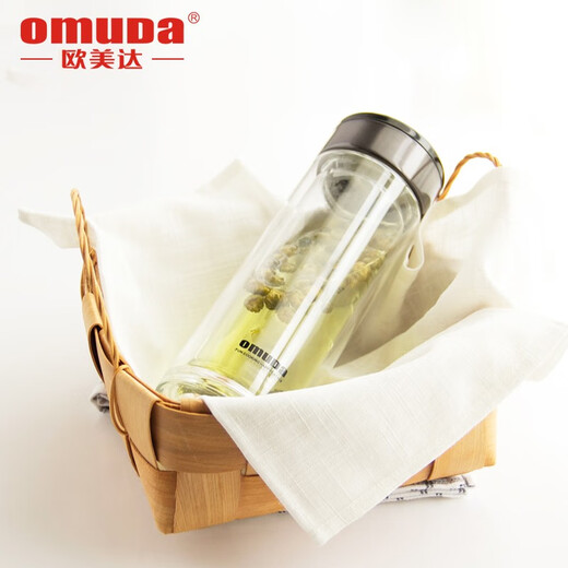 Omuda (Omuda) Omuda Doppelschichtkristallglas Tasse männlicher und weiblicher Universal Water Cup Business Cup Doppelschicht Hitze-isoliertes Tasse mit Deckel tragbarer Tea Tasse Frauenbecher OSB828 Silber Deckel 350 ml