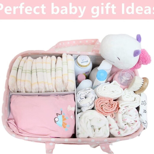 大号折叠育儿收纳篮便携式手提袋婴儿尿布垫母婴用品收纳袋 灰色