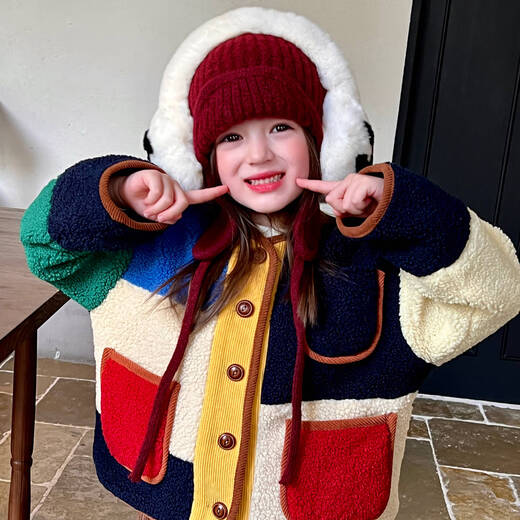 Gardenia's Growth Notes Gardenia's Growth Notes Girls' Clothes Retro Contrast Color Loose Jackets Autumn New Style Children's Baby Plush Coats Western Style Jackets 120