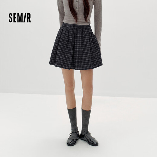 Same style as Semir shopping mall | Skirt for women winter woolen plaid A-line skirt with wool 2025 short skirt 101725120001
