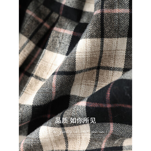 COCOBELLA25 Early Autumn New Cotton Plaid Shirt Women's Commuting Casual Fashion Jacket SR3230 Color Black Plaid M