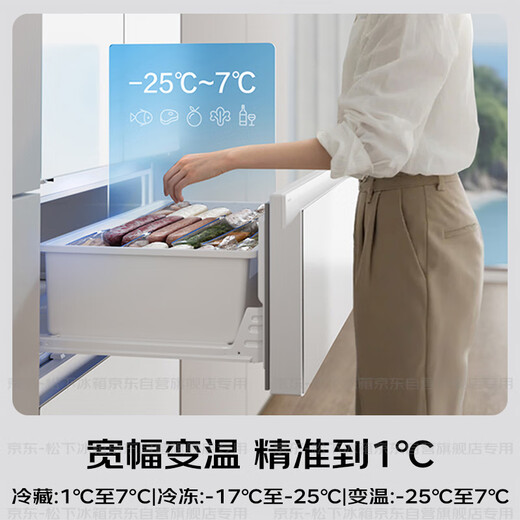 Panasonic Gulf 464L French-style multi-door refrigerator ultra-thin zero-embedded dual system air-cooled frost-free automatic ice making first-level energy efficiency NR-EW46TGC-W national subsidy