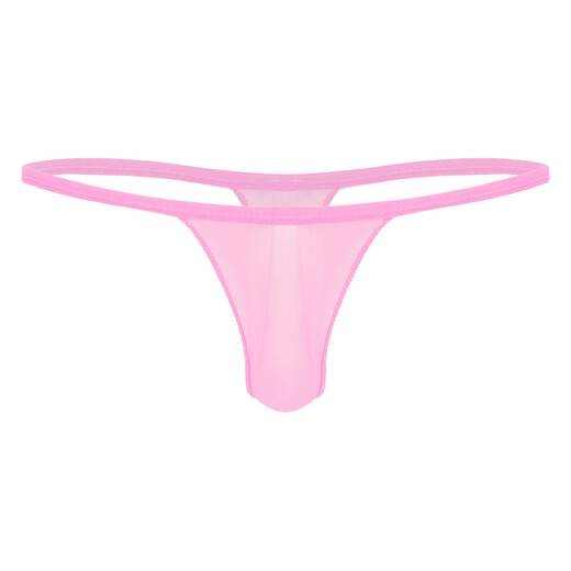 Men's thong sexy underwear high elastic thin mesh soft transparent breathable sexy seamless men's T-pants with thin straps white S