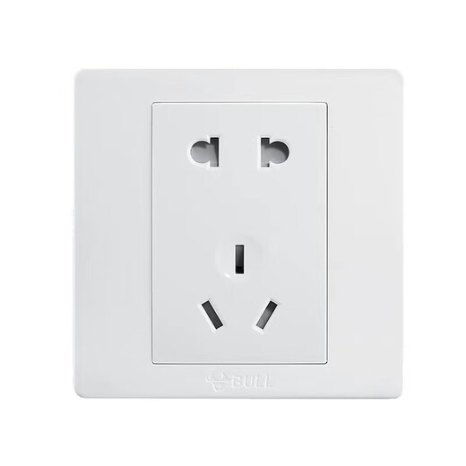 Bull switch socket concealed household 86 type five-hole two-three plug white with 16a panel double cut off three open_single control