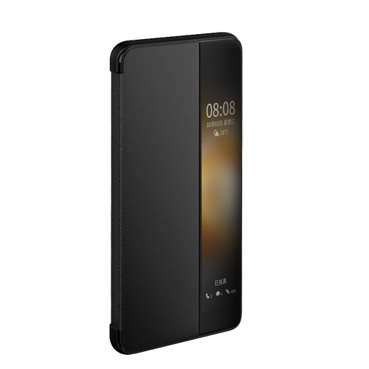 Hegemonic era, suitable for Huawei mate50 mobile phone case, Huawei mate50 protective cover, plain leather soft shell, anti-fall, huawei smart window lens, all-inclusive flip, light luxury shell, noble black