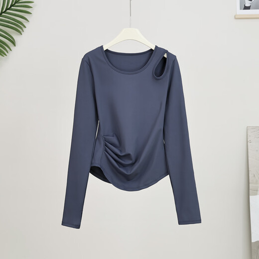 Women's long-sleeved loose breathable sports sun protection clothing summer new casual top outdoor yoga Pilates quick-drying blue 2XL