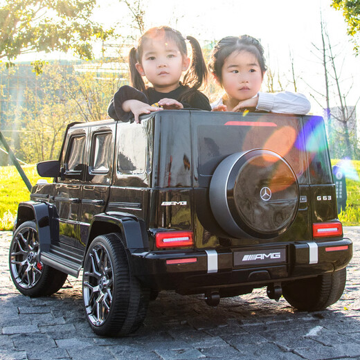 Cool Sun Mercedes-Benz Big G children's electric car four-wheel mobile charging toy car can sit two children with remote control car red four-wheel drive + plastic wheels + leather seats four-wheel drive