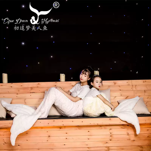 RSRDDY Mermaid Tail Double-layer Blanket Thick Air-conditioned Small Blanket Children's Adult Sleeping Bag Anti-Kick Quilt Sofa Lunch Blanket Light Yellow-Double-Layer One-size-fits-all Can be used by both adults and children