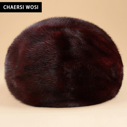 Charles Worth Winter Mink Fur Whole Mink Fur Beret Women's Genuine Leather Hat Ear Protection Coldproof Fur Mom Hat Baotou Hat White XL (57-58cm)