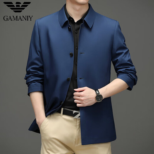 Armani Armani jacket men's spring and autumn lapel casual jacket middle-aged dad wear business loose solid color jacket khaki M 170