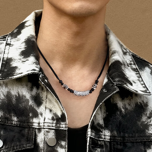 GLTEN landed koi dzi beads 999 sterling silver necklace men's 2025 new pendant birthday gift light luxury niche high-end