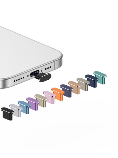 Fun appliances Apple 17ProMax mobile phone dust plug iPhone16Pro power plug iPadPro/Air/mini data port Plus charging port AirPods silver x 2 sets free organizer storage box