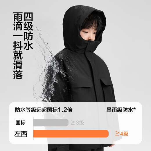 Zuoxi Children's Clothing Boys' Charge Cotton Jackets Children's Velvet Thickened Tops Autumn and Winter 2025 New Boys and Older Children Black 140 cm