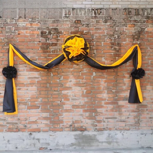 Hearse flowers, funeral car decoration, funeral car decoration, front flower, white red, yellow and black cloth flowers, funeral car flowers, black 4 meters