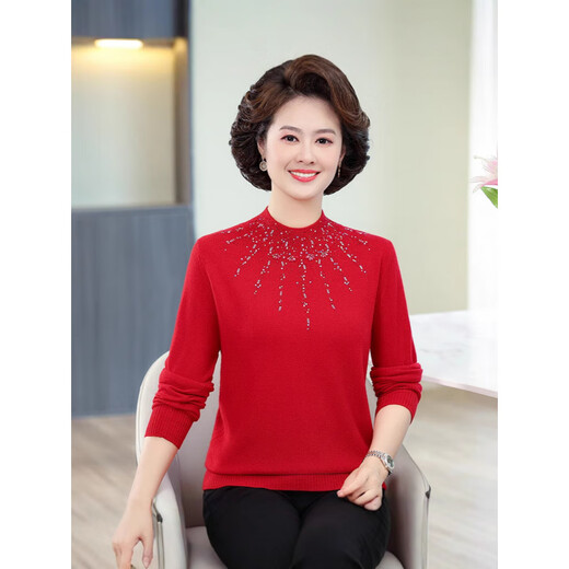 Ordos city specialty women's cashmere sweater autumn and winter new mother's sweater women's cashmere sweater with warm sweater camel 4XL 160-175Jin Jin equals 0.5 kg