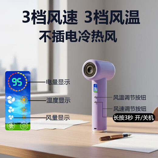 Wireless hair dryer for student dormitories, low power rechargeable hair dryer, USB rechargeable hair dryer, portable constant temperature, quick drying, unplugged, high wind power, high speed hot and cold air, Pro high version - enhanced battery life, 45W super fast charge + LCD display