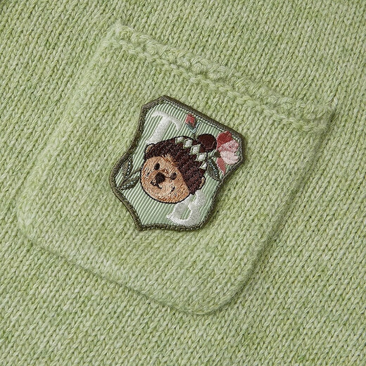 Teenie Weenie Zhao Lusi's same style Bear Girl Sheep Wool Knitted Cardigan 2025 Autumn New Sweater Mint S