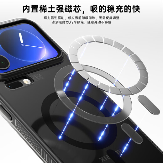 Biaz is suitable for super magnetic suction Xiaomi 17pro mobile phone case xiaomi17pro protective cover wireless charging lens anti-fall protection anti-fingerprint frosted case JK993 black