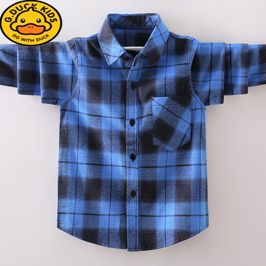 G.duck3-15 years old boys plaid shirt autumn and winter fashionable children's cotton long-sleeved shirt boy cardigan jacket orange 120 cm