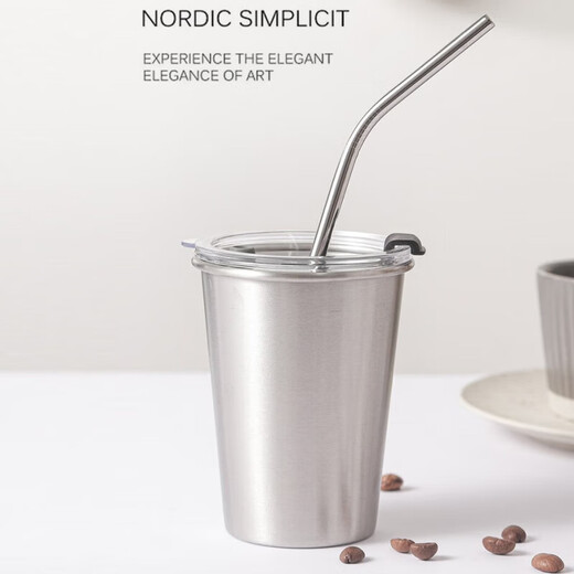 Customized 304 stainless steel beer cup lightning yellow cold water cup dew style portable gift mouthwash cup coffee 500ml silver unpictured cup