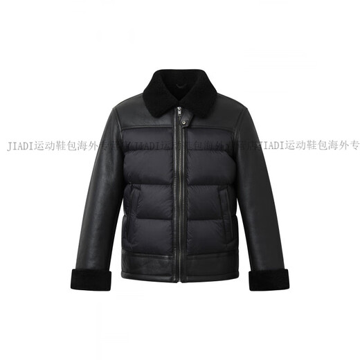 HAZZYS 2025 Autumn New Men's Lapel Leather Down Jacket Top Official Authentic Black L 175/96A 48