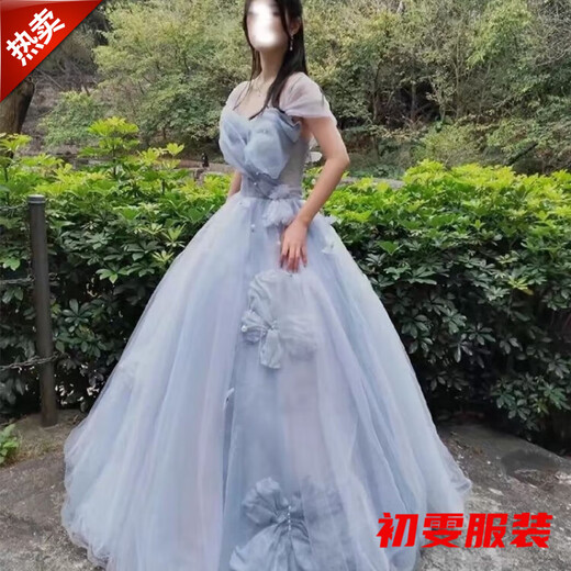 Mei Anjia pink evening dress female sense high-end light luxury niche birthday wedding dress adult French style fugitive princess toast picture color back strap style S