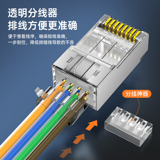 秋叶原 超六类网线水晶头 超6类万兆工程级网络连接器 Cat6a屏蔽RJ45电脑网线接头两件式 10个 QS9076Z10
