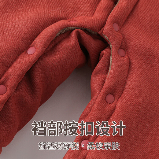 Youqi baby New Year's greeting clothes Chinese style baby jumpsuit winter clothes for men and women plus velvet quilted outing clothes one-year-old sweatshirt red New Year clothes without accessories 90cm