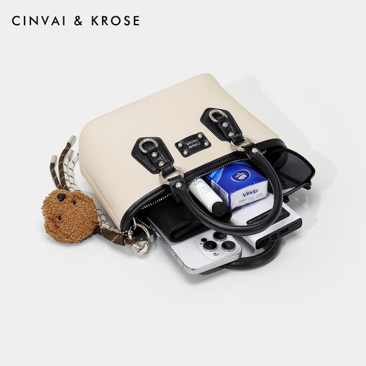 CinvaiKrose light luxury handbag bag women's bag 2025 new high-end bucket bag one-shoulder crossbody bag birthday Christmas gift white and black [gifts to girlfriend, wife and girls are heartfelt and practical]