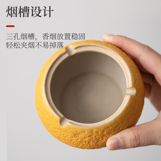 Ruoyan ugly orange ashtray ceramic household coffee table with cover creative decorative ornaments anti-fly ash ashtray new year birthday gift