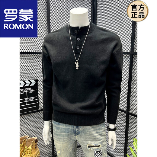 ROMON Henry Collar Gray Sweater Retro High Street Solid Color Autumn Sweater Men's Simple Design Lazy Casual Style Gray M 100-120Jin Jin equals 0.5 kg