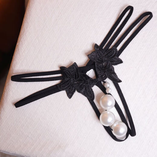 Universal large size pearl underwear with one large lace sexy thong t large particle necklace with pearls M80-1 normal pearl black MM80-120Jin Jin is equal to 0.5 kg