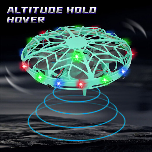 Nouveau UFO soucoupe volante intelligente avion à induction geste suspendu drone à quatre axes jouet pour enfants avion bleu OVNI + télécommande + montre télécommande (lumières froides)