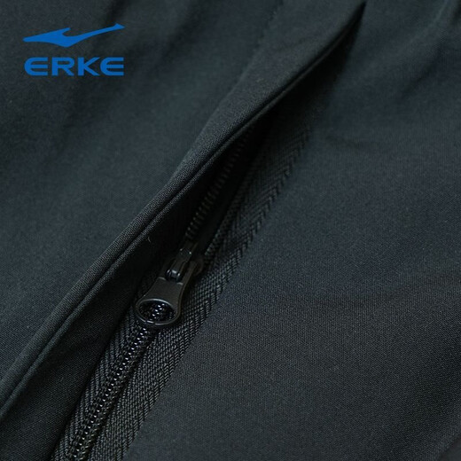 Hongxing Erke (ERKE) men's trousers, winter velvet comfortable and warm woven trousers, black straight, versatile casual pants, black/velvet XL (weight 135-145Jin Jin equals 0.5kg)