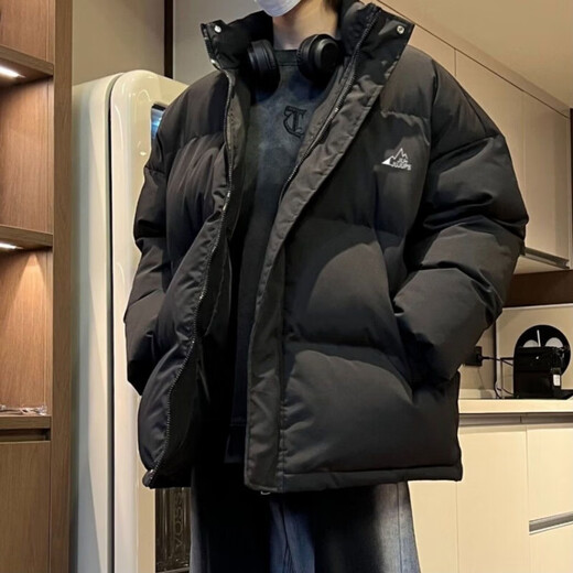 Down jacket men's winter 2025 new autumn and winter style trendy bread coat loose winter clothing trendy brand thickened jacket black 3XL