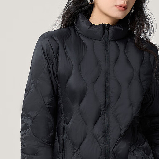 Bosideng Manufacturer Autumn Stand Collar Line Lightweight Slim Fit Down Jacket Multifunctional Cardigan Jacket Women Black 2XL (130-140Jin Jin equals 0.5kg)