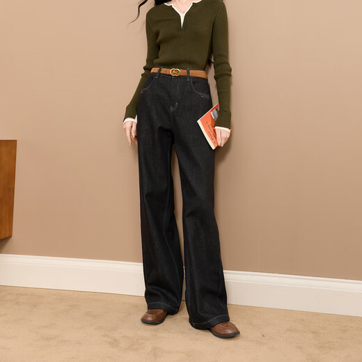 Sancai 2025 new winter casual jeans Ollie velvet straight pants loose trousers S