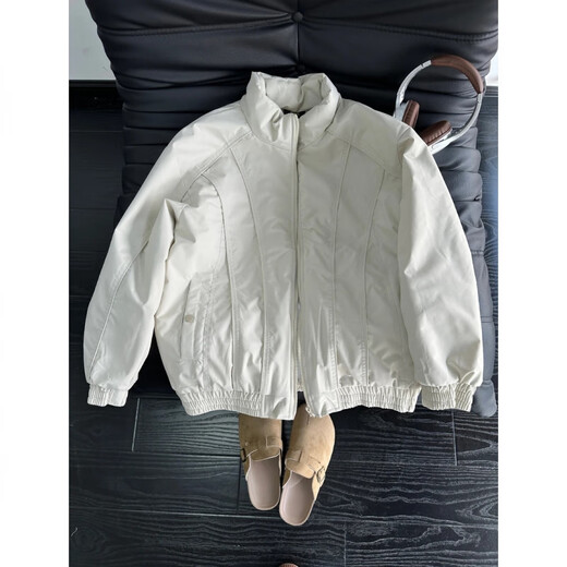 The most beautiful stand-up collar silhouette short cotton jacket men's winter design splicing flight jacket bomber work jacket black XL recommended 125-145Jin Jin equals 0.5 kg