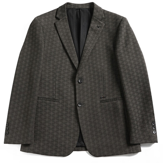 BOSS trendy jacquard casual blazer men's autumn and winter high-end brand men's slim single-piece suit top coffee color M 170