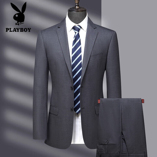 Playboy (PLAYBOY) Worsted Wool Suit Men's High-end Business Middle-aged Men's Formal Wear Dad's Suit Wedding Suit 100% Wool Black MY1002 Style M 170 Size Recommended 100Jin Jin is equal to 0.5kg -125Jin Jin is equal to 0.5kg