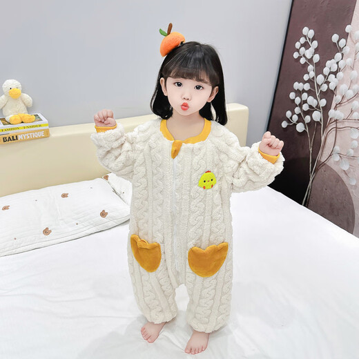 Snoopy (SNOOPY) children's one-piece pajamas for girls, flannel, autumn and winter for boys and girls, thickened coral velvet baby anti-kicking quilt sleeping bag, purple - twist velvet 80cm, recommended 75-85cm