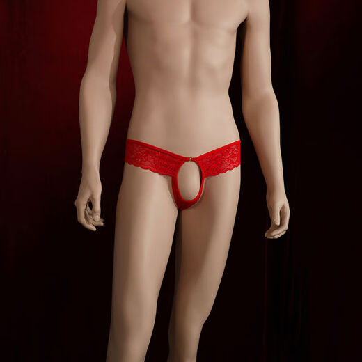 Men's crotchless lace underwear, sexy pure lust, hot special briefs shorts, thong, men's inner see-through, white, one size fits all