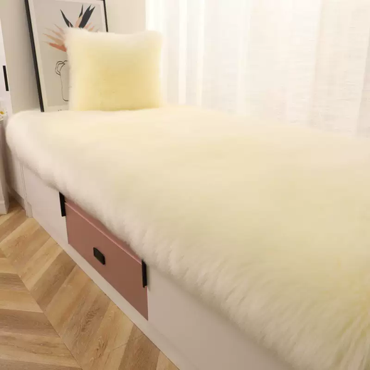 Yusenyi Plush Bay Window Mat Balcony Mat Style Carpet Light Luxury Blanket Mat Bedroom Tatami Seat Cushion Can be Cut to Customized Long Hair Style Beige