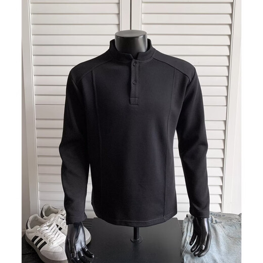 Yiqun Henry collar long-sleeved T-shirt sweatshirt for men in autumn deconstructed splicing design right shoulder bottoming shirt casual versatile POLO shirt light gray XL recommended 120-140Jin Jin equals 0.5 kg