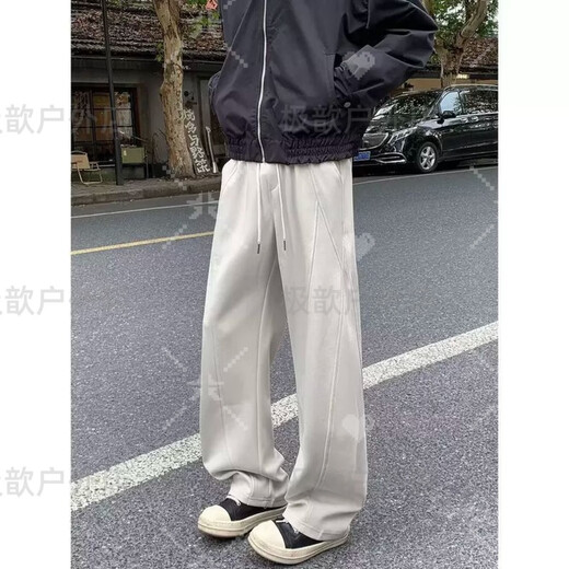 Tanbeiman Willow Leaf Cut Pants 3D Crotch Scimitar Sweatpants Men's Autumn and Winter American Style Handsome Feeling ootd Lift Flared Pants Black M