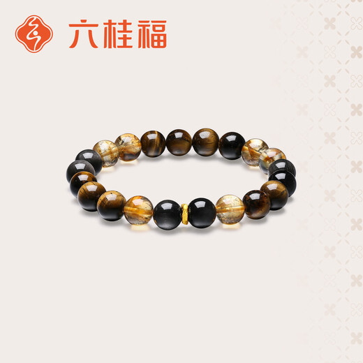 Liuguifu Jewelry Gold Transfer Bead Bracelet for Men and Women Tiger Eye Stone Small Gold Beads Pure Gold Bracelet Birthday Gift