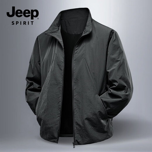 JEEP SPIRIT Light Business Jacket 2025 Autumn New Wear-resistant Casual Versatile Stand Collar Jacket 8988 Black XL