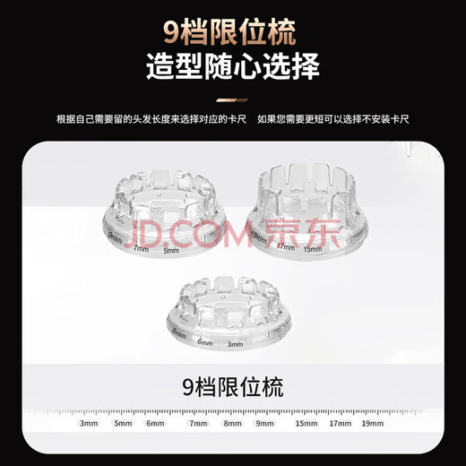 Yi'er Barber Artifact Self-Hair Clipper Electric Flying Saucer Self-service Hair Clipper Men's Self-Shaving Hair Clipper Bald Head Full Body Washable Practical Barber Tool YLF-109 2025 New Sideburn Knife + Three Limit Combs + Nose Hair Trimmer