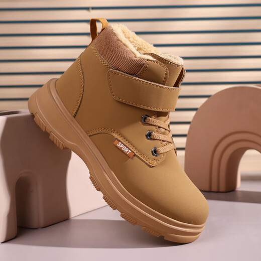 Children's Martin boots boys' winter primary school students' Chinese Bangalore thickened boots girls' warm cotton leather boots for middle and large children 806 new version boots black 28