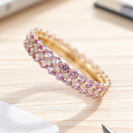 Personal jewelry 2.4 carat pink sapphire row ring 18K gold diamond fashion natural colored gemstone ring customized 18K gold pure pink sapphire ring size can be customized